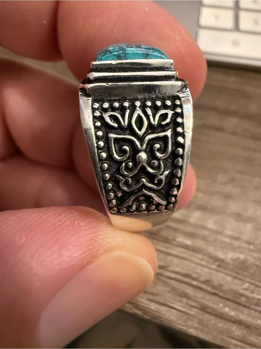 Sterling Silver Turquoise Square Statement Ring